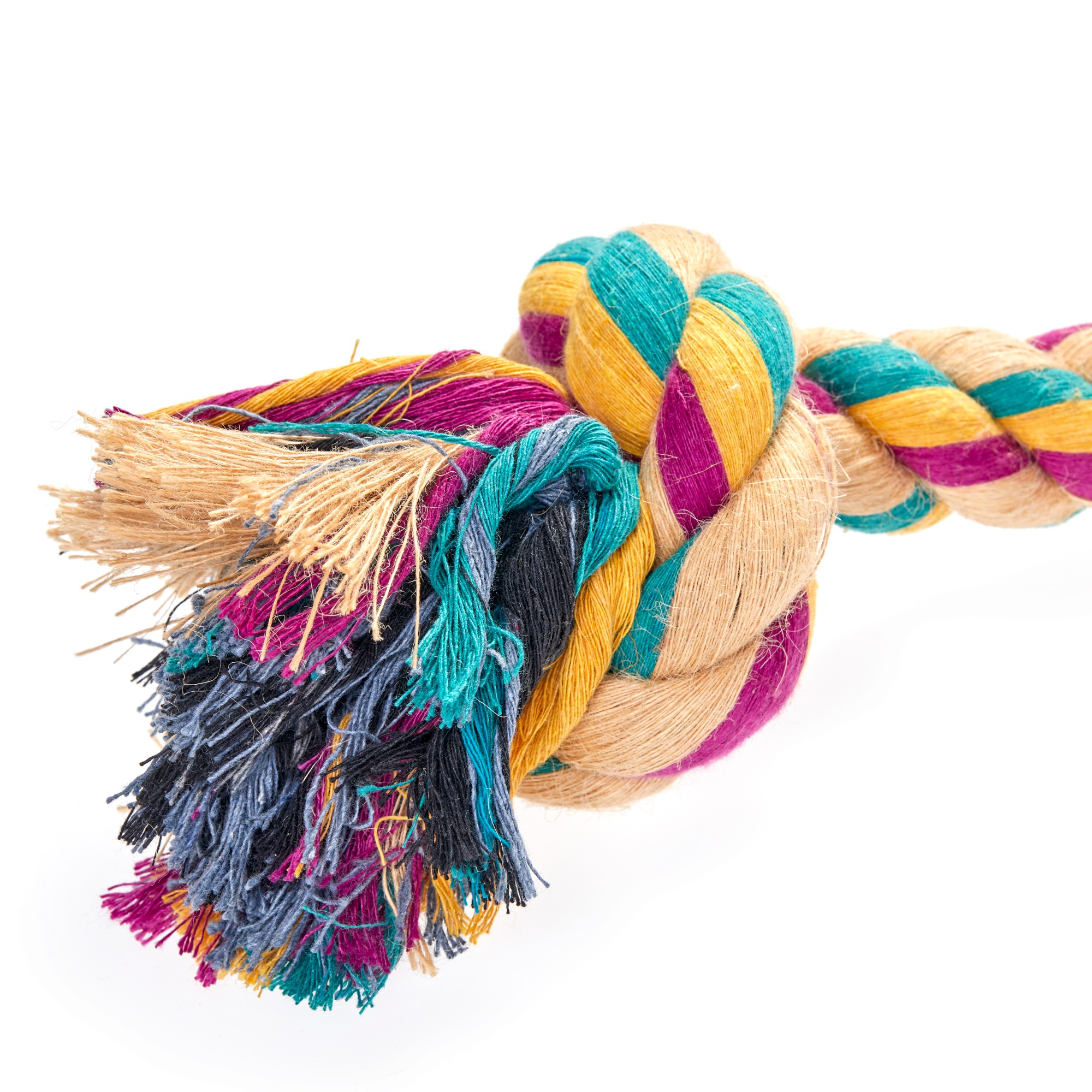 Large Fuzzy Rope Big Rope 2 Knot, Eco Dog Toy – Green and Wilds - Retail