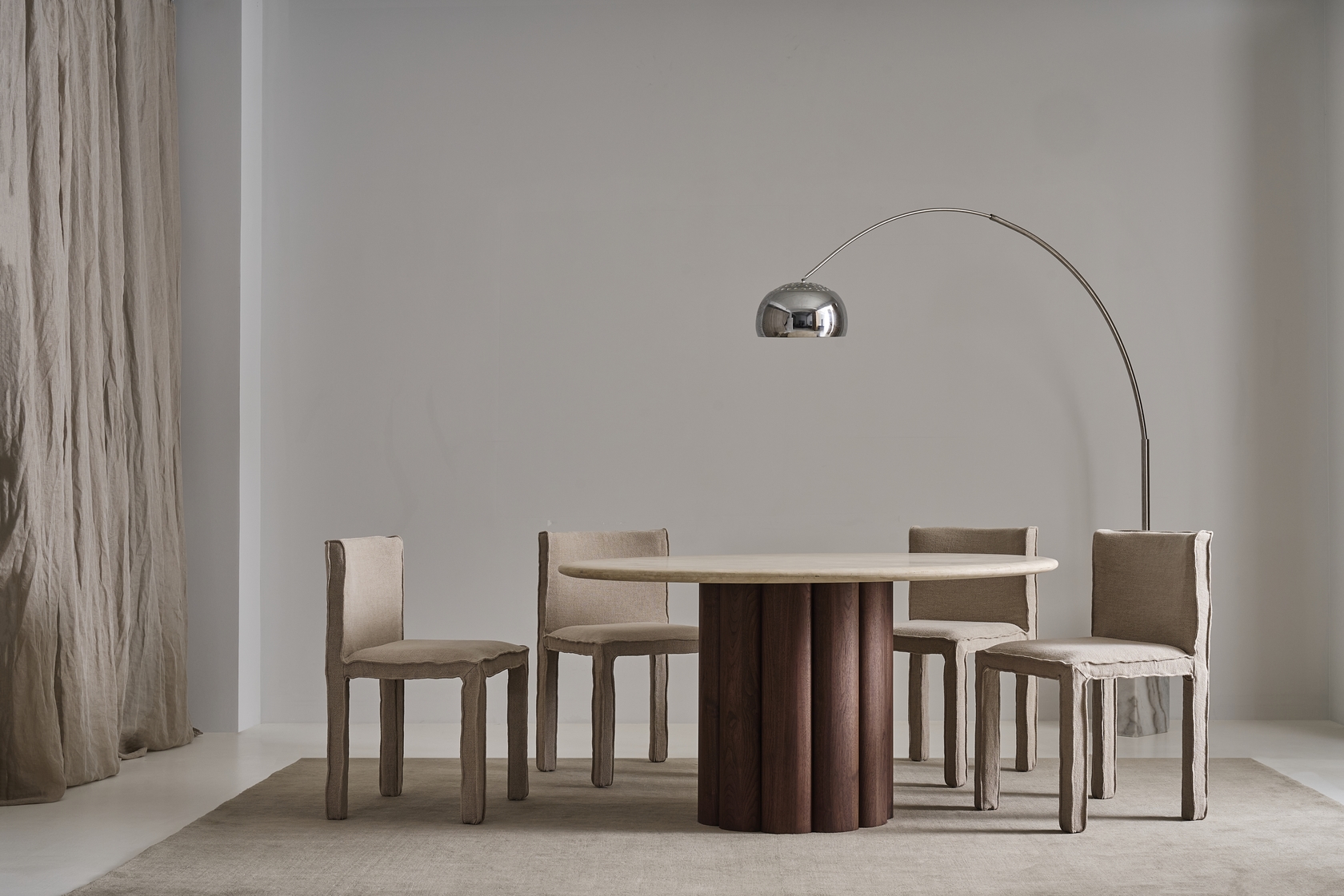 Kora Travertine Round Dining Table