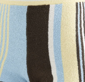 Striped Terry Knit Short - Sky Blue/Olive Stripe