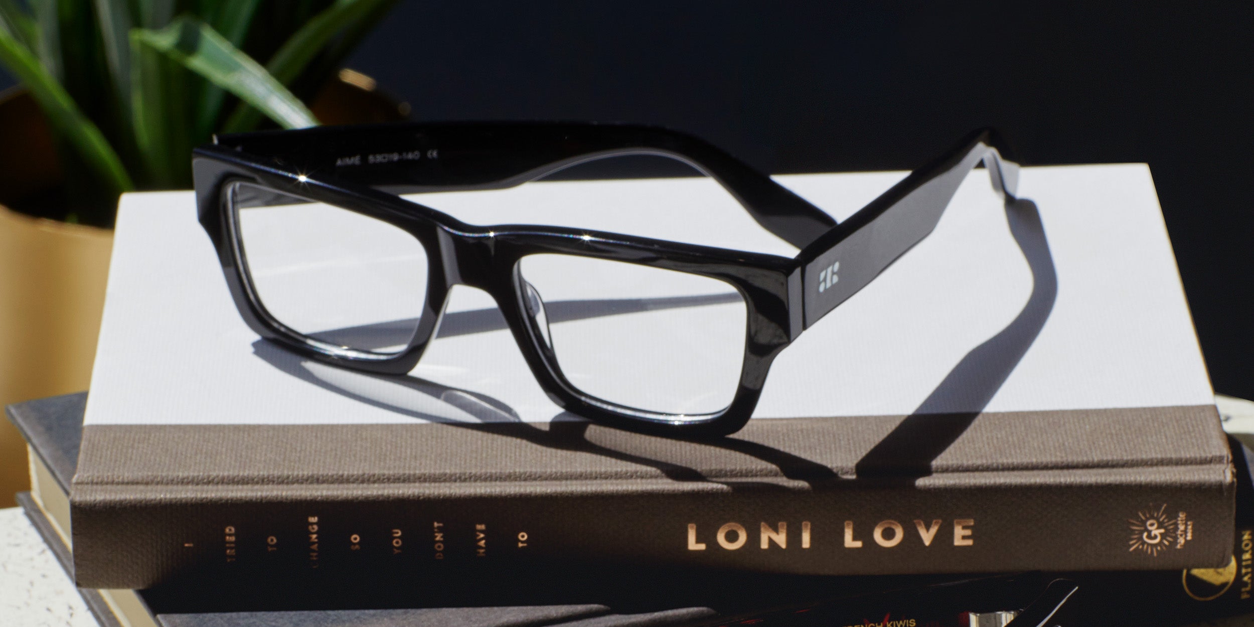 Photo Details of Aimé Black Reading Glasses in a room