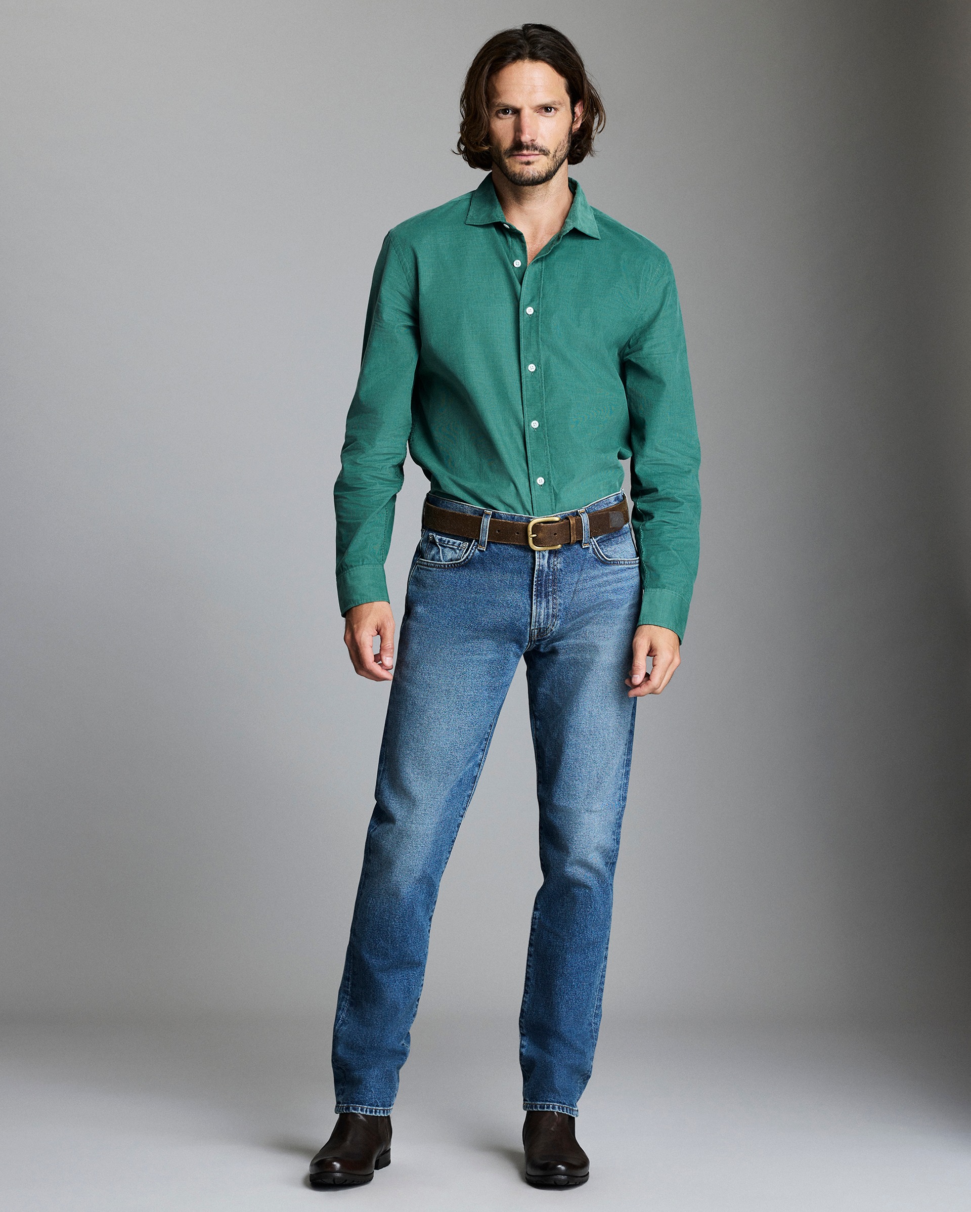 Model shows the fit of the shirt