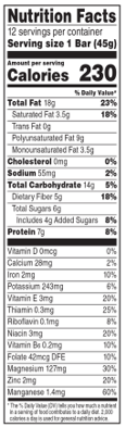 Hemp Yeah! Maple Walnut Bars - 12 Pack Nutrition label