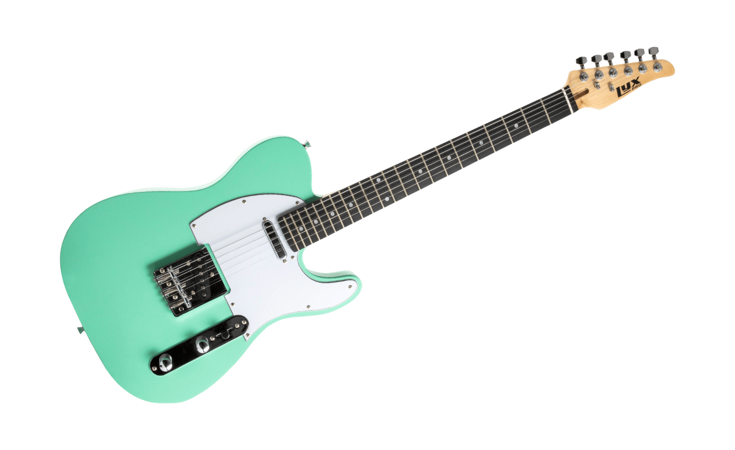 green single-cutaway beginner electric guitar
