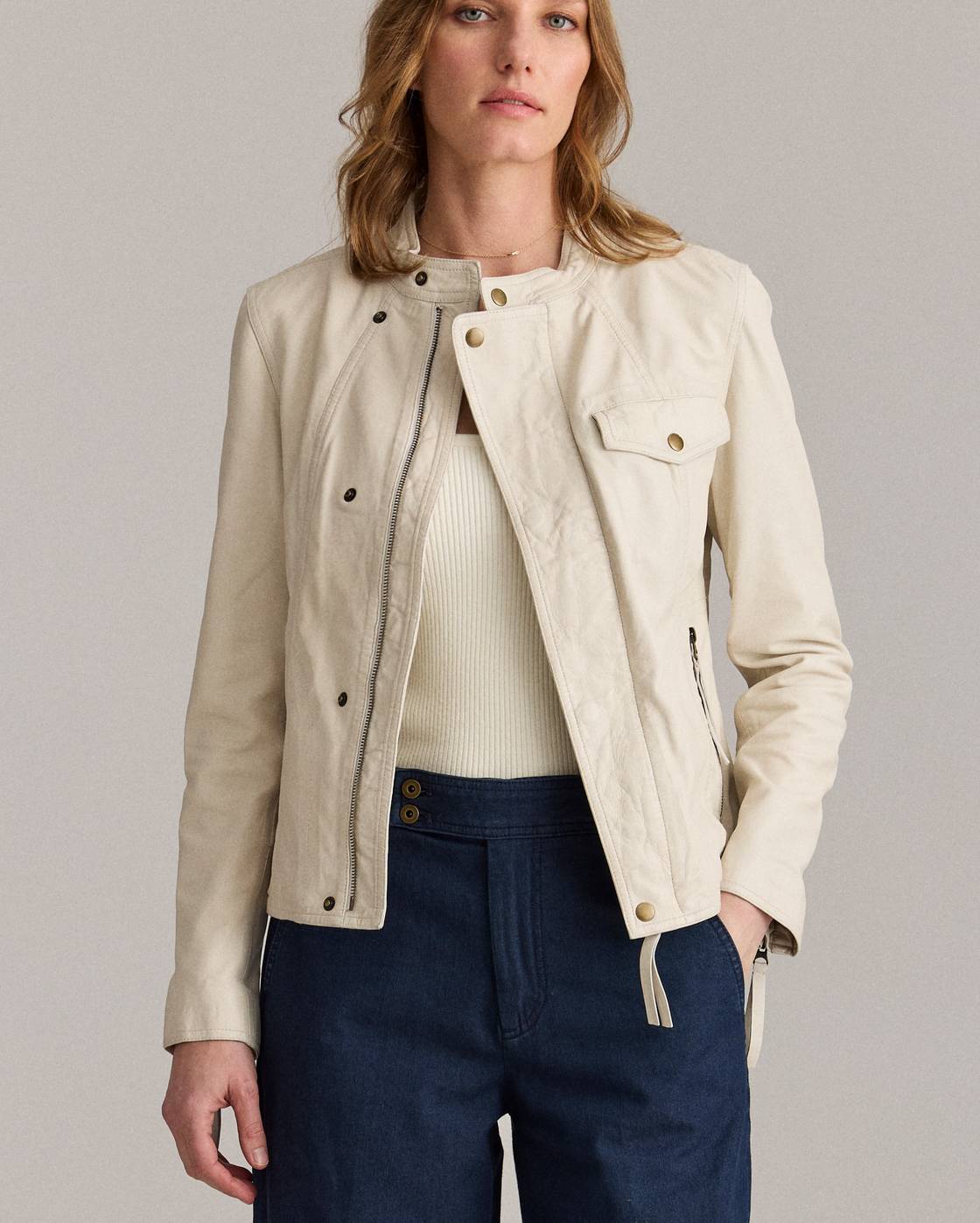 Washed Leather Biker Jacket