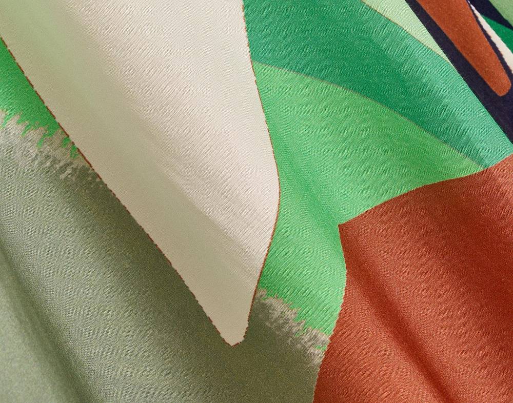 Collage Tropical Silk V-Pleat Maxi Dress
