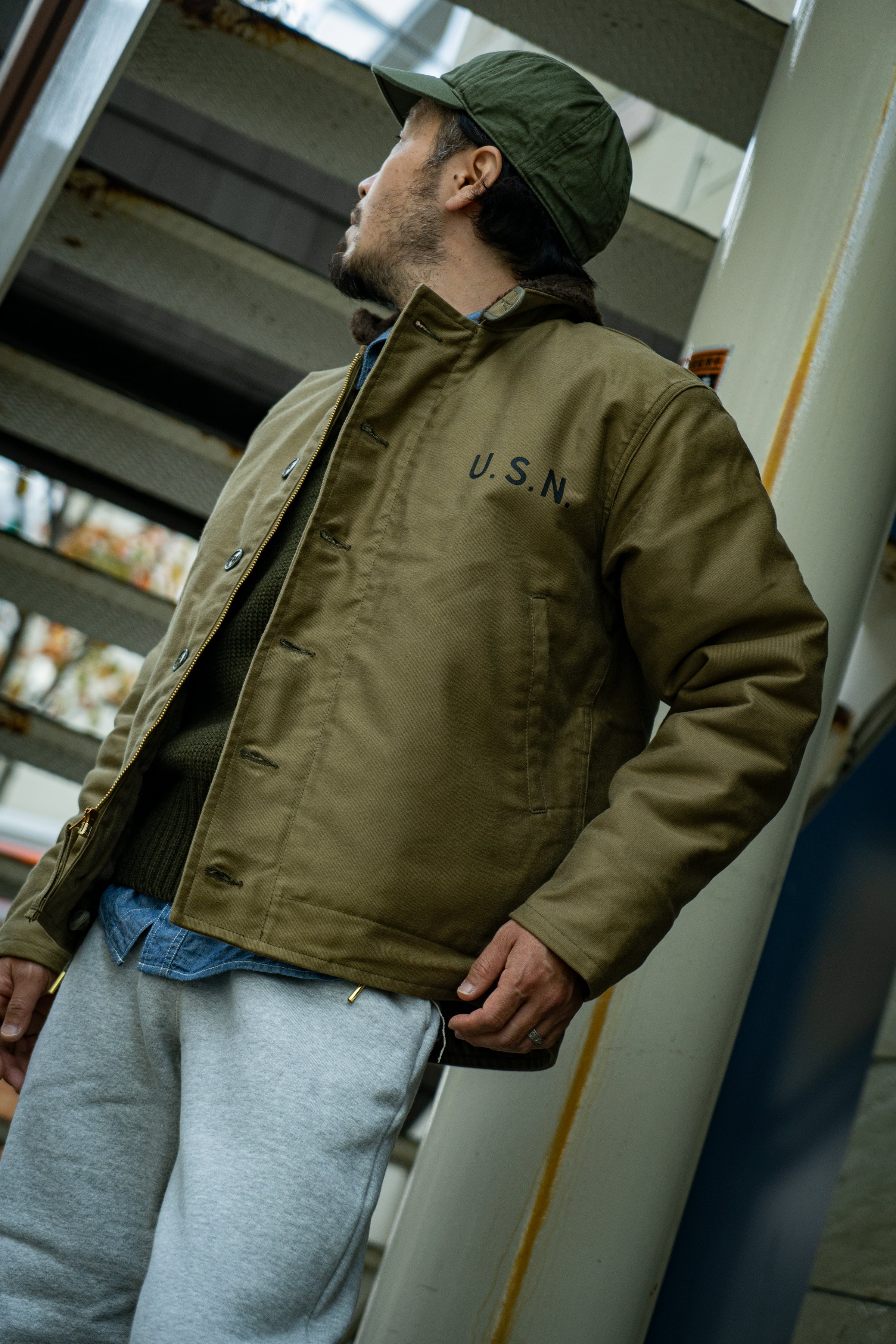 N-1 DECK JACKET (KHAKI)/ STENCIL FW22 – The Real McCoy's