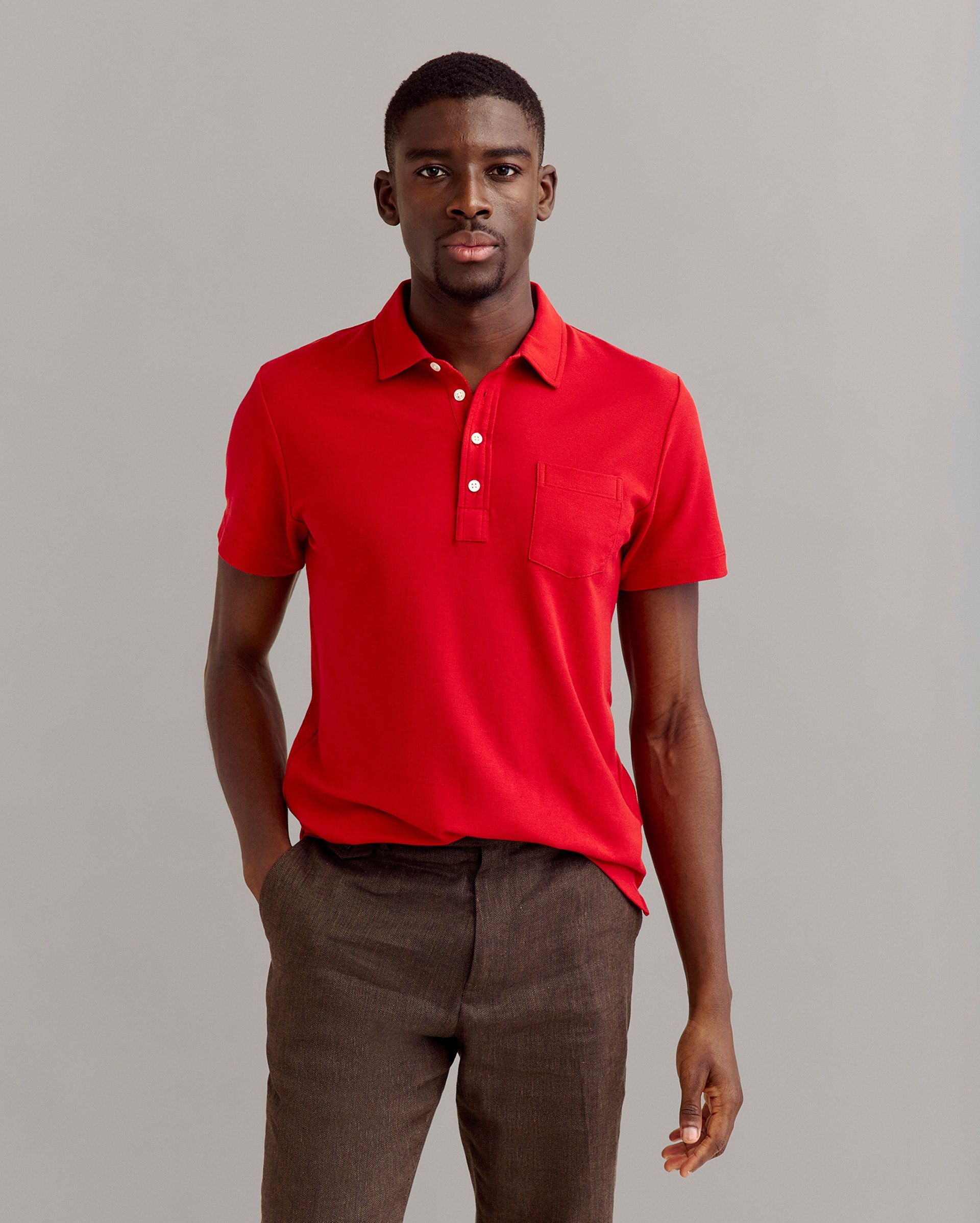 Model wears the Pique Pensacola Polo