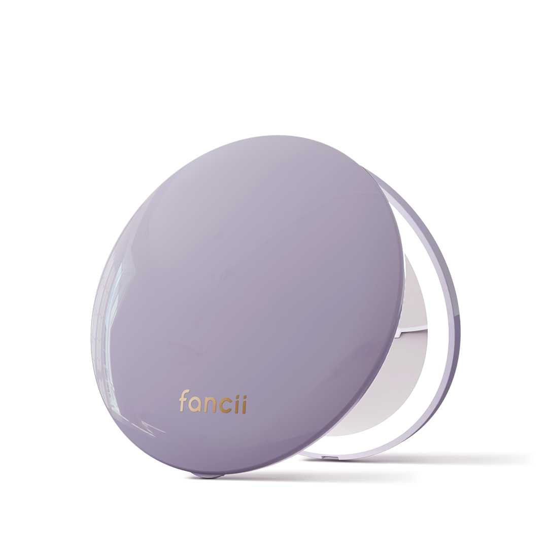 Mini Taylor premium lighted compact by Fancii and Co opened to show the natural daylight leds