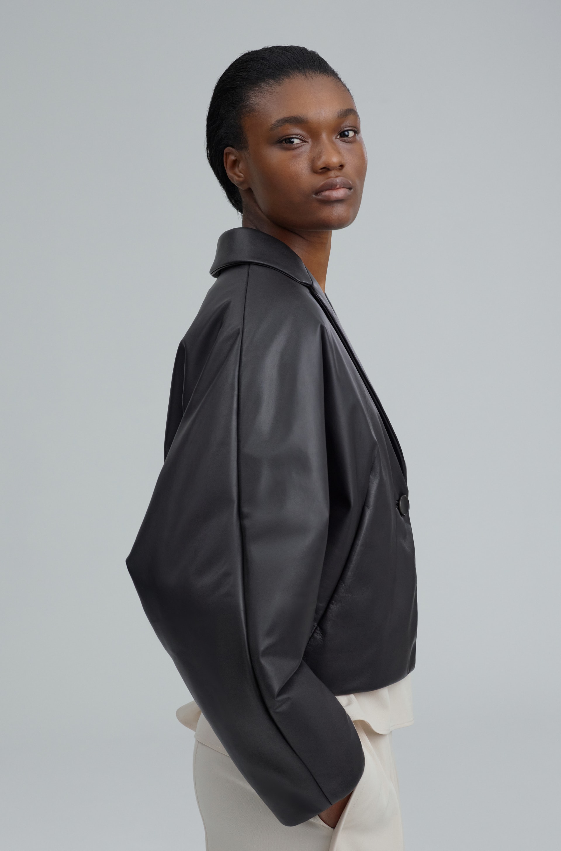 NORAH padded leather jacket, seamless blouson style | FFORME