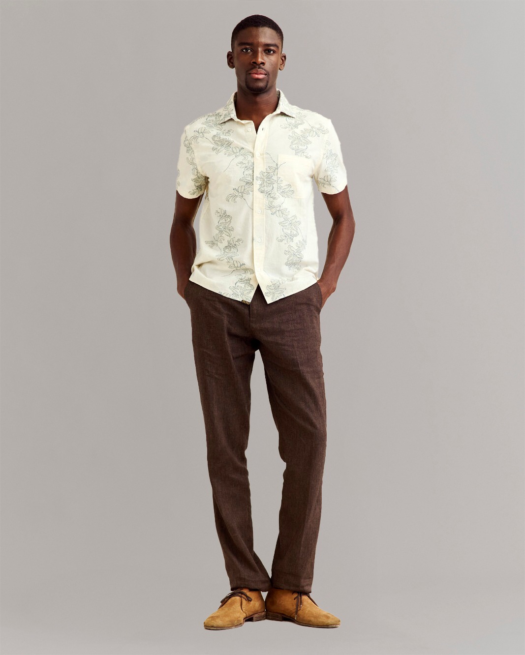 Model shows the fit of the shirt.