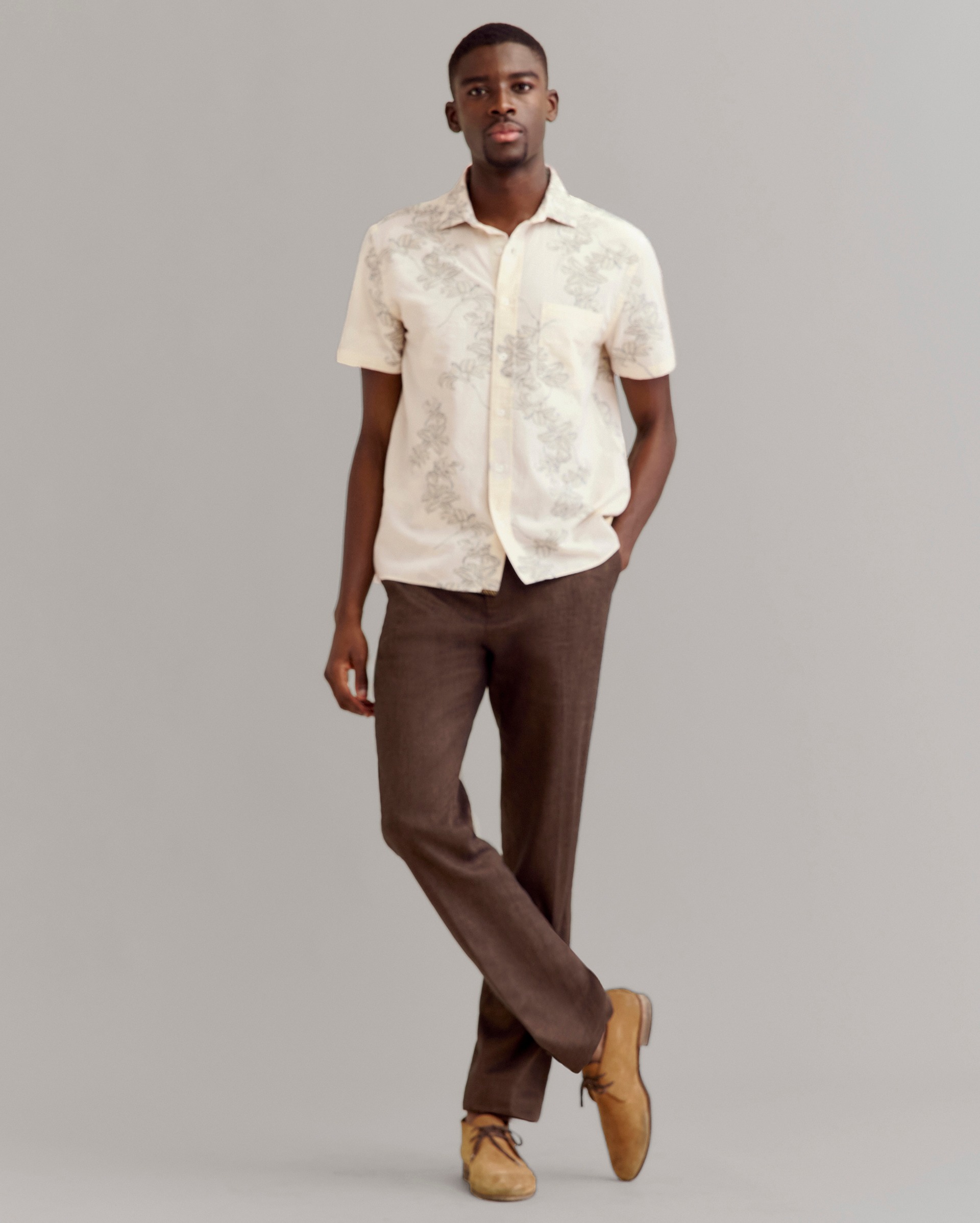 Model shows the fit of the shirt