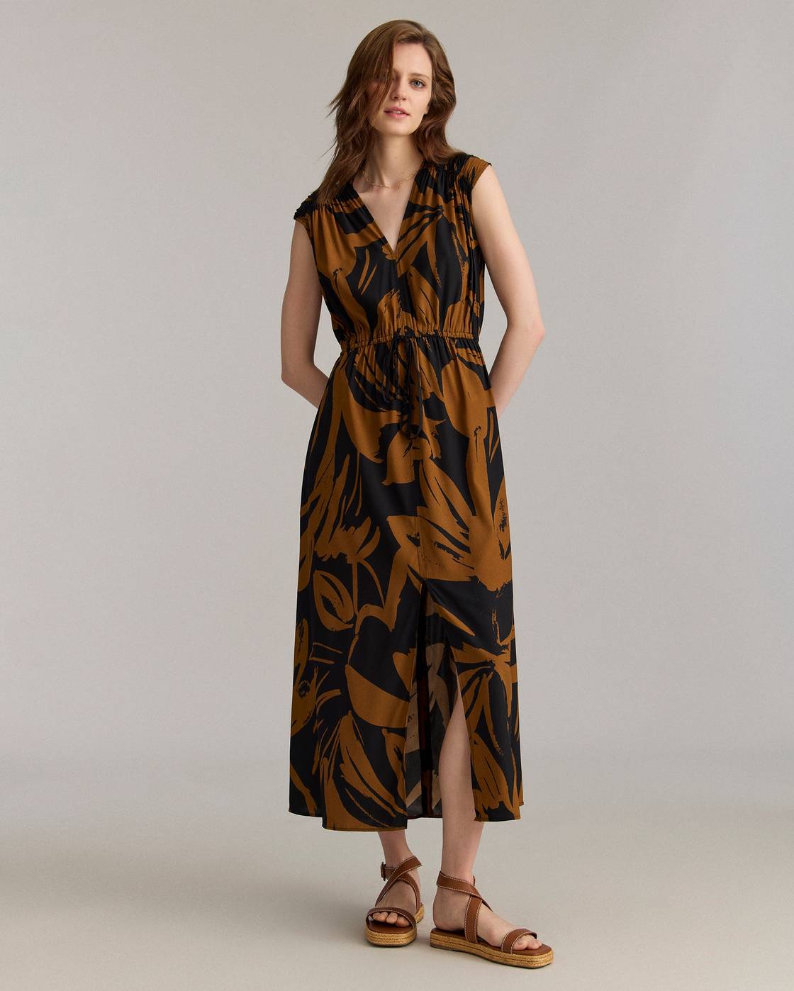 Silk Brush Stroke Floral V-Neck Maxi Dress | Billy Reid Silk Brush Stroke Floral V-Neck Maxi Dress | Billy Reid