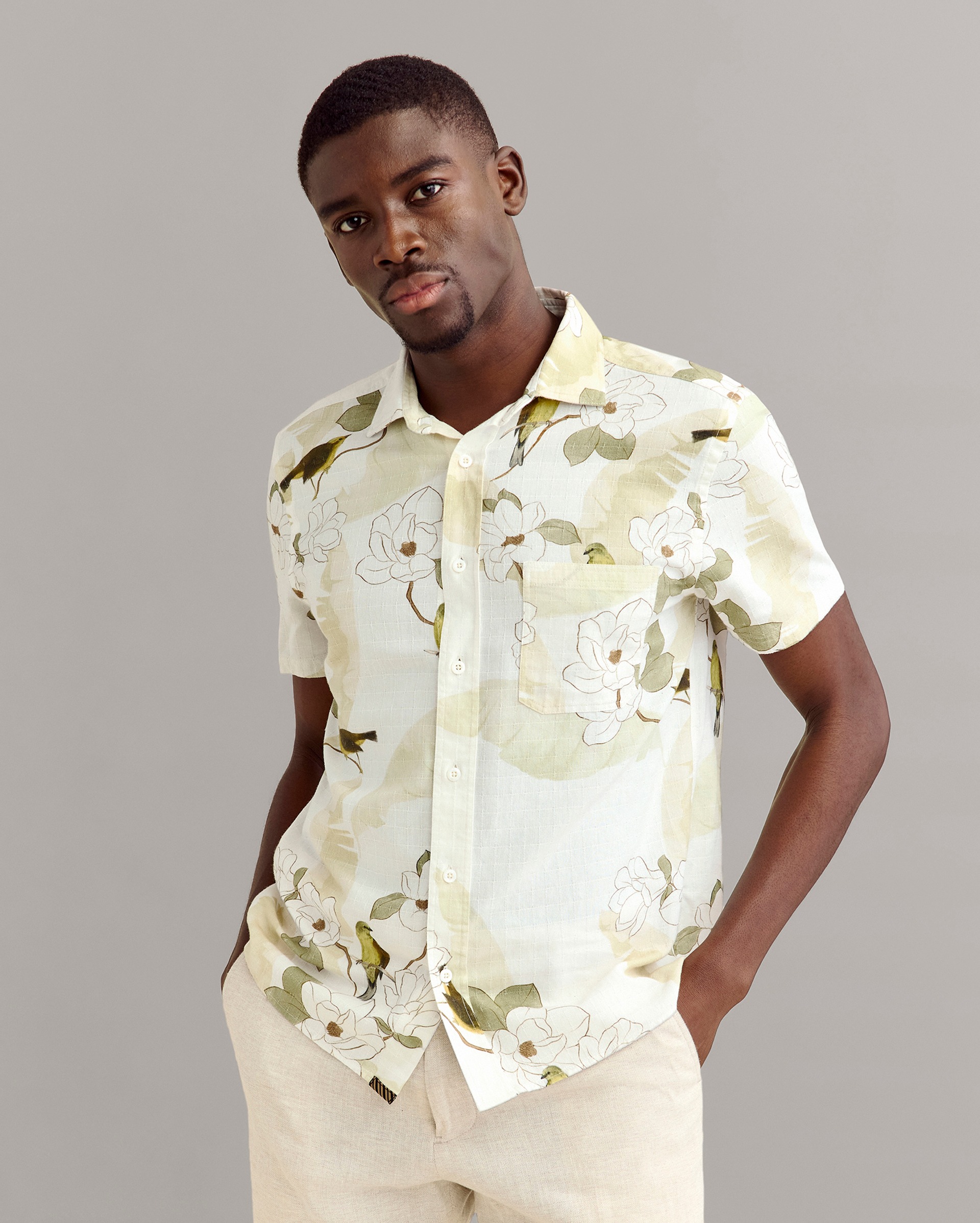 Model shows the fit of the shirt.