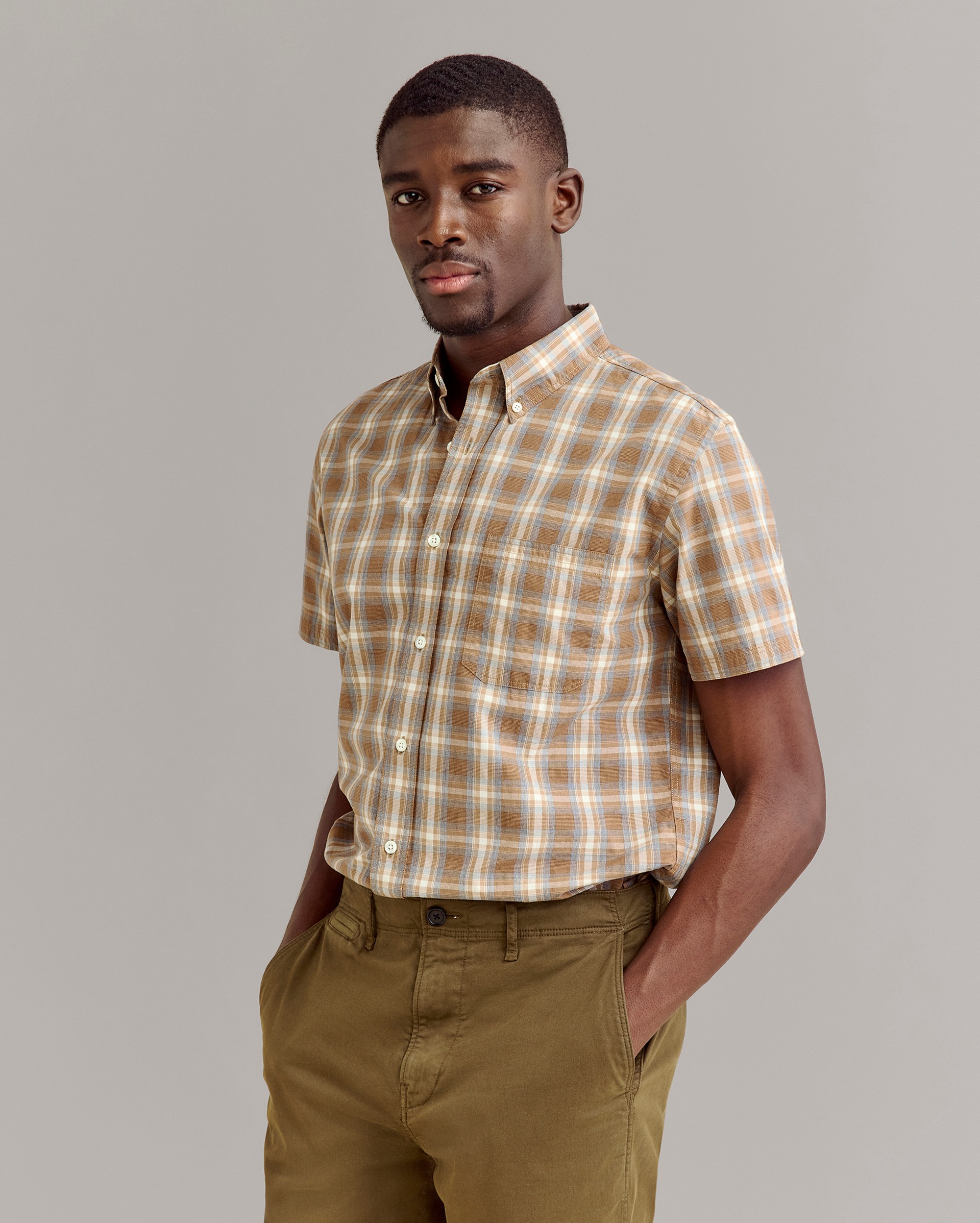 Model shows the fit of the shirt.