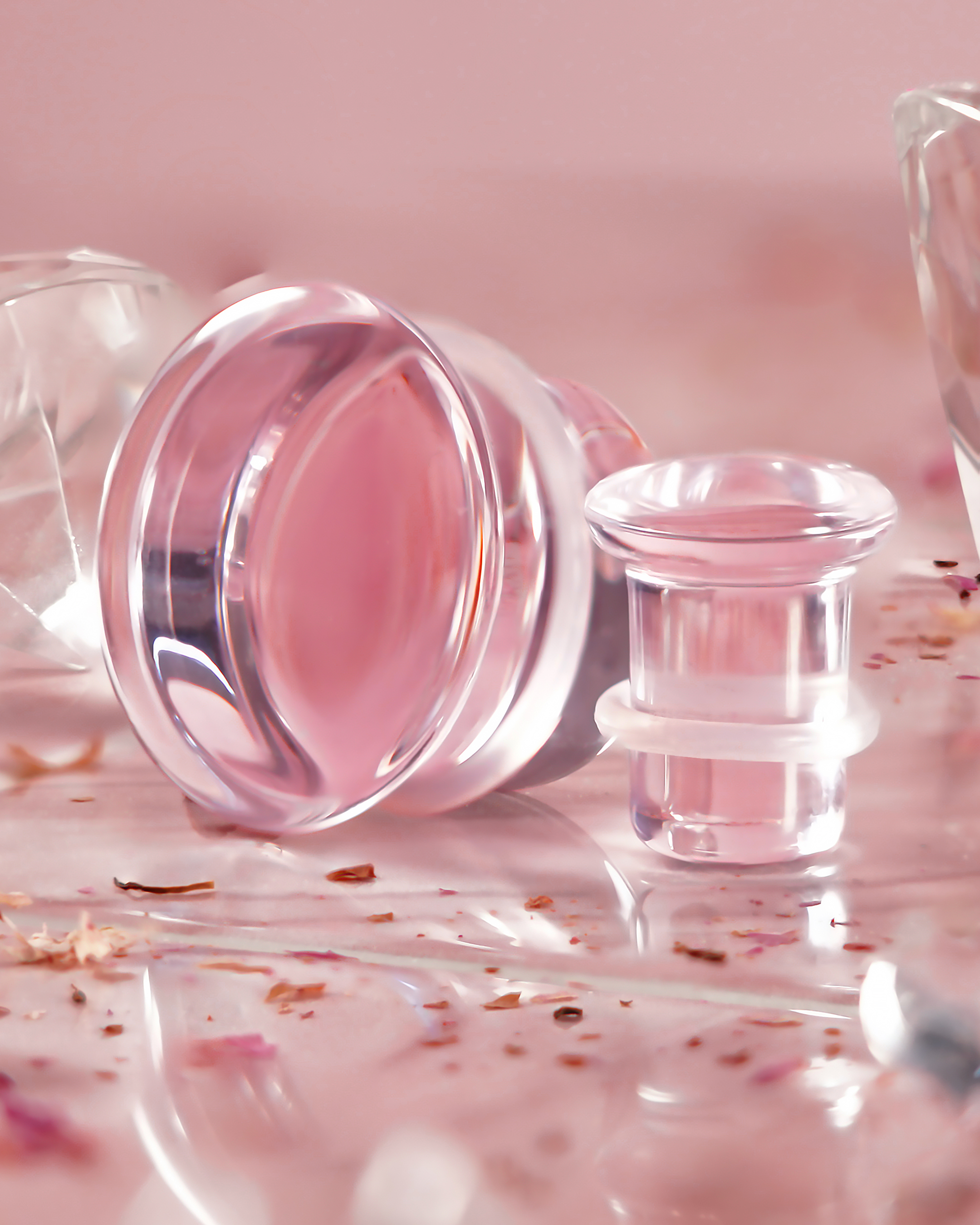 Girly  Pink Single Flare Glass Plug / Gauge