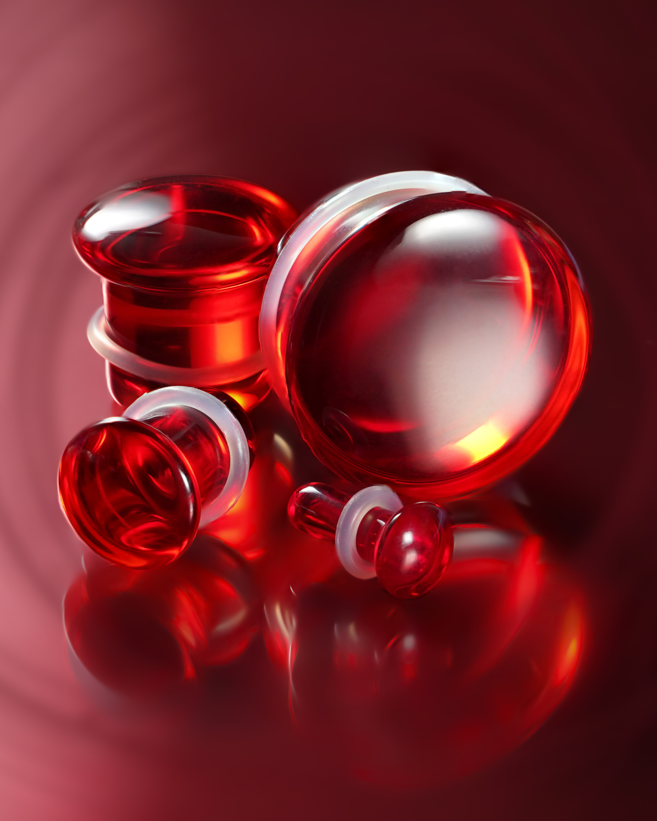  Red Single Flare Glass Plug / Gauge