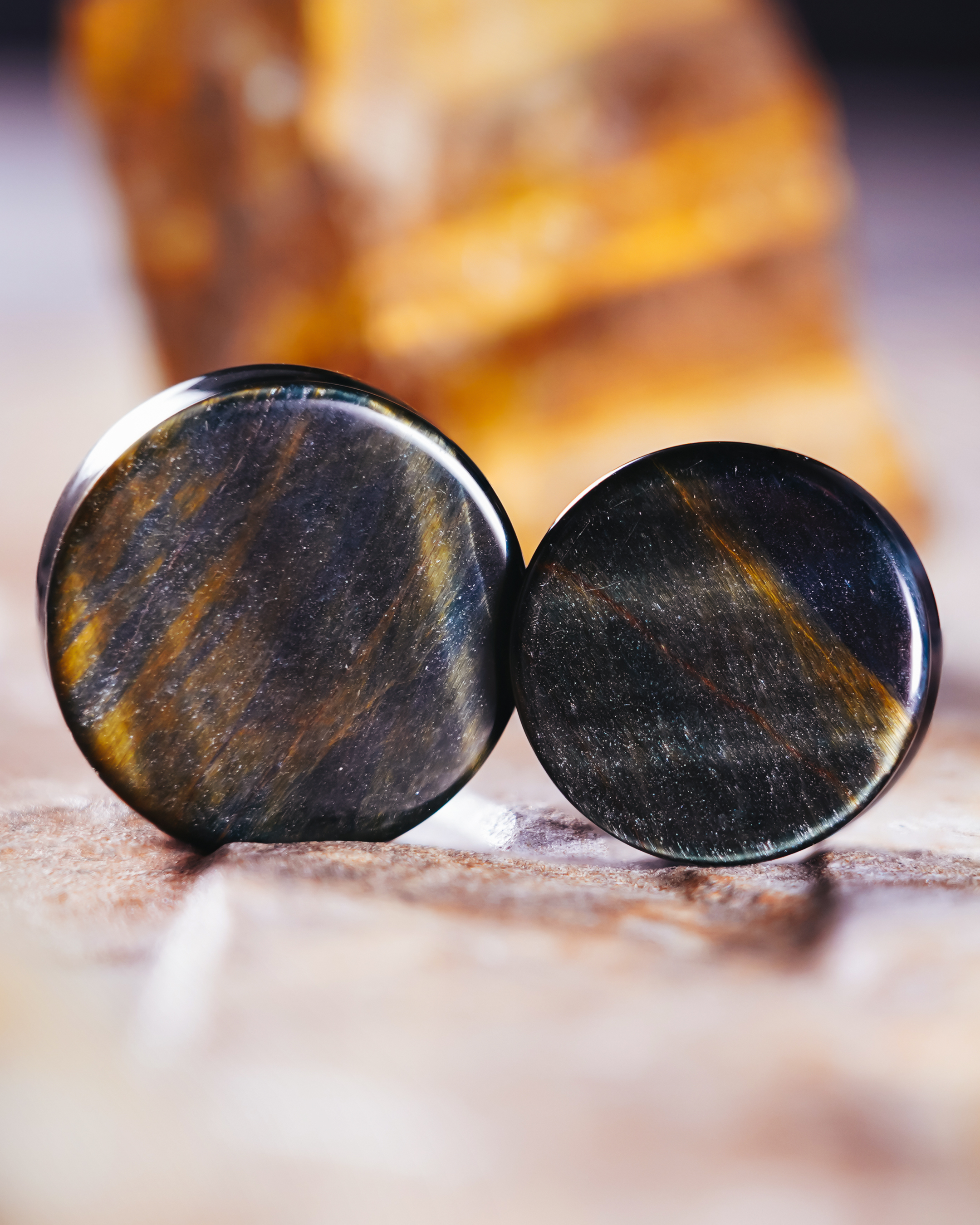  Blauer Tigerauge-Stein Plug / Gauge