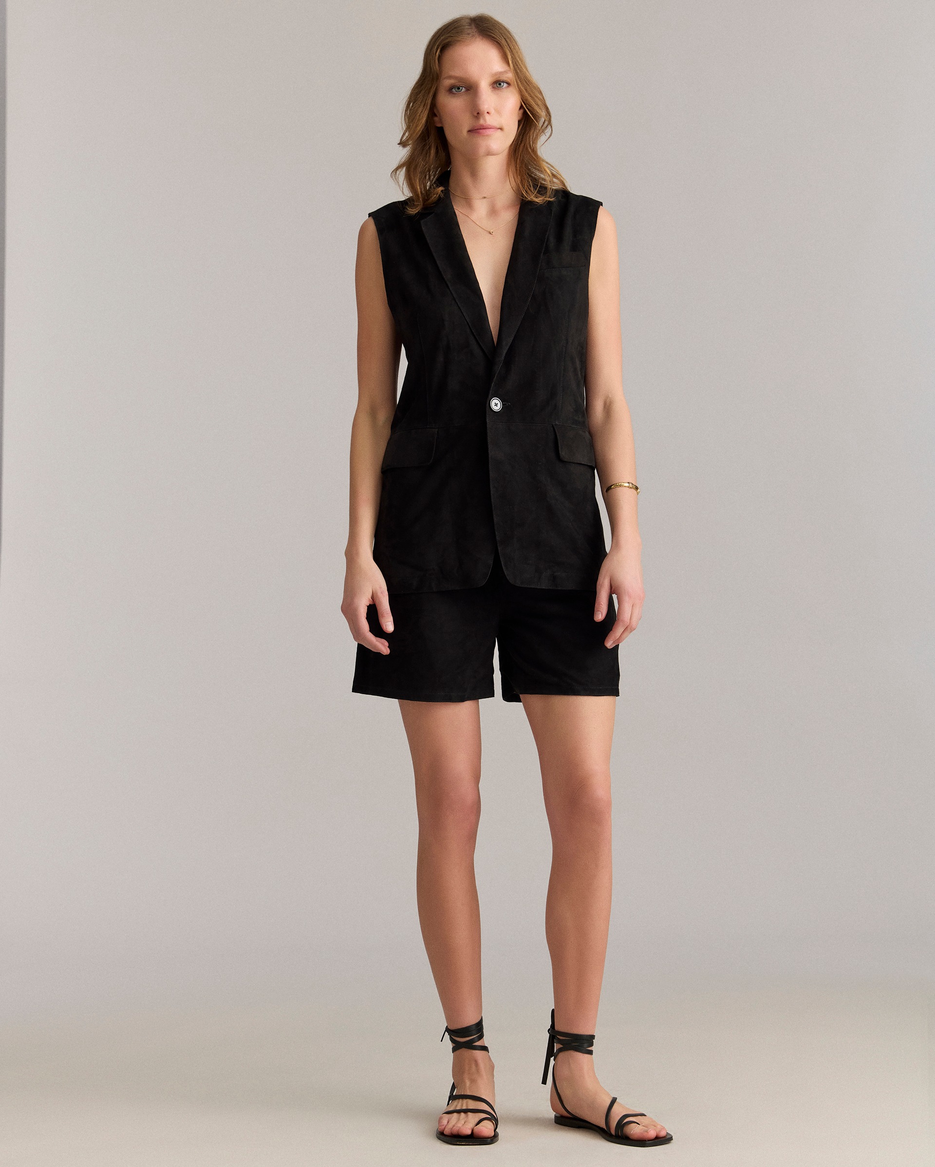 Model shows the fit of the vest.