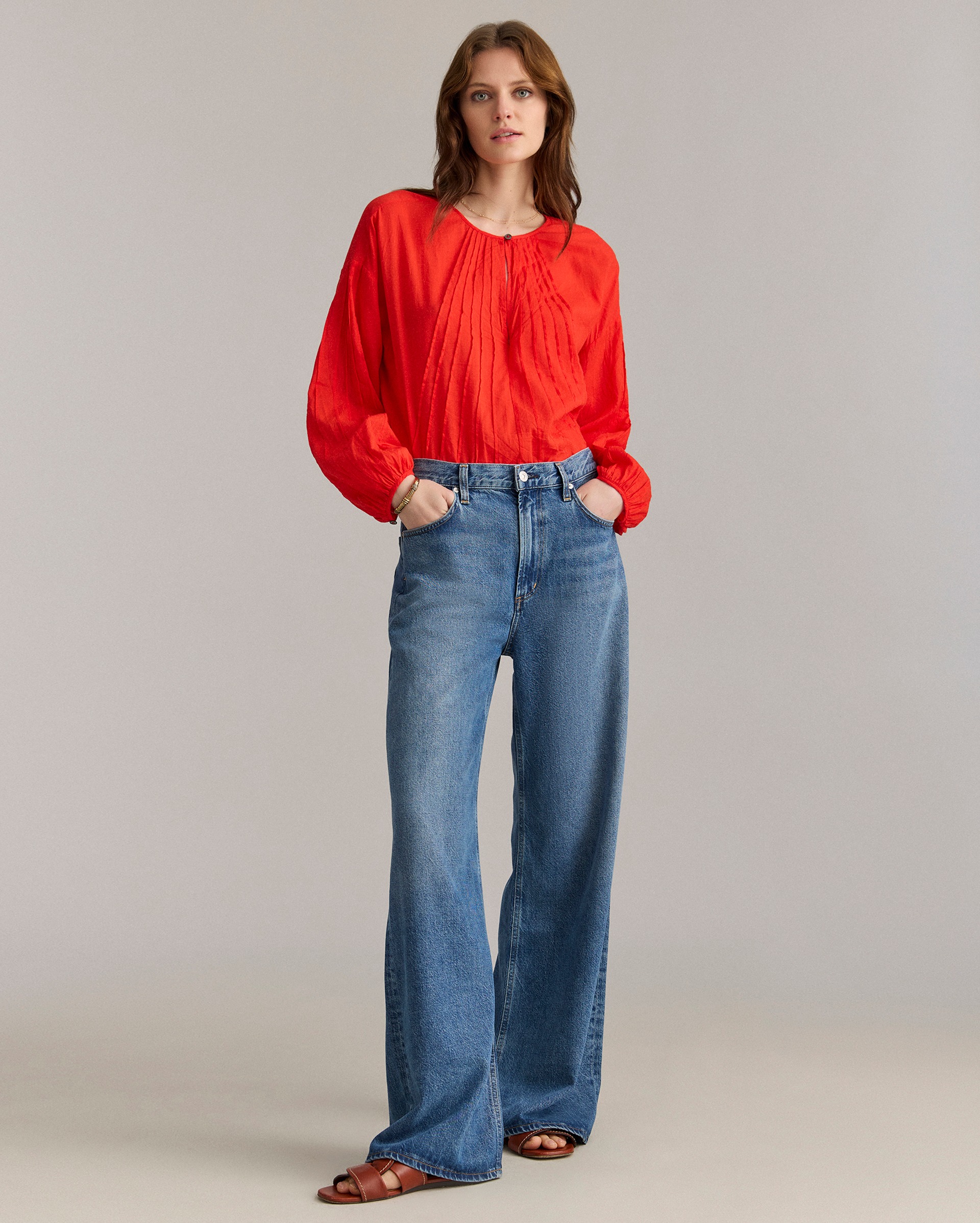 Model shows the fit of the shirt.