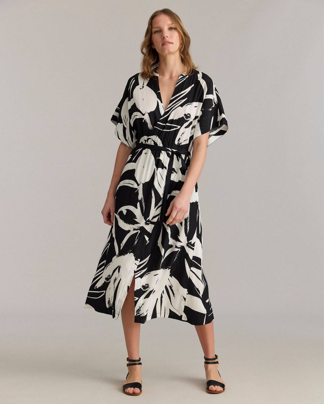 Silk Brush Stroke Wrap Dress - Silk Brush Stroke Wrap Dress -