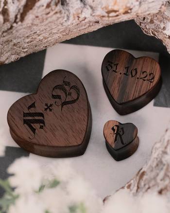 EBONY HEART SHAPED ENGRAVED