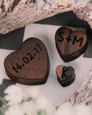 EBONY HEART SHAPED ENGRAVED