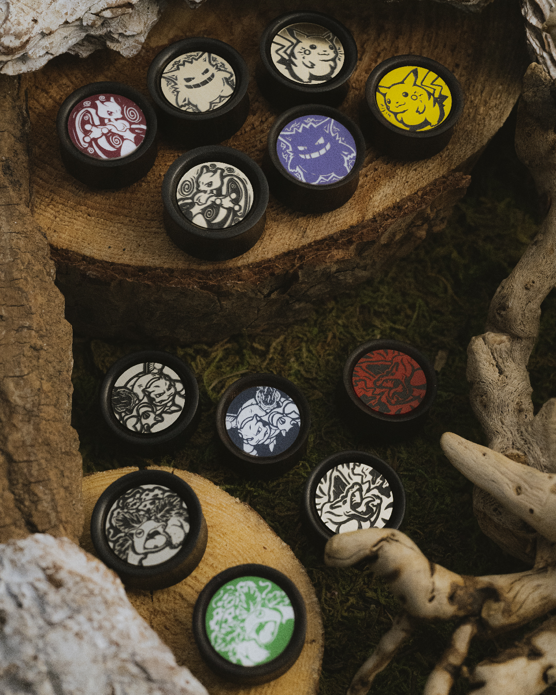  Venusaur Plug / Gauge - Green & White Inlay Ebony Wood | Convex Double Flare