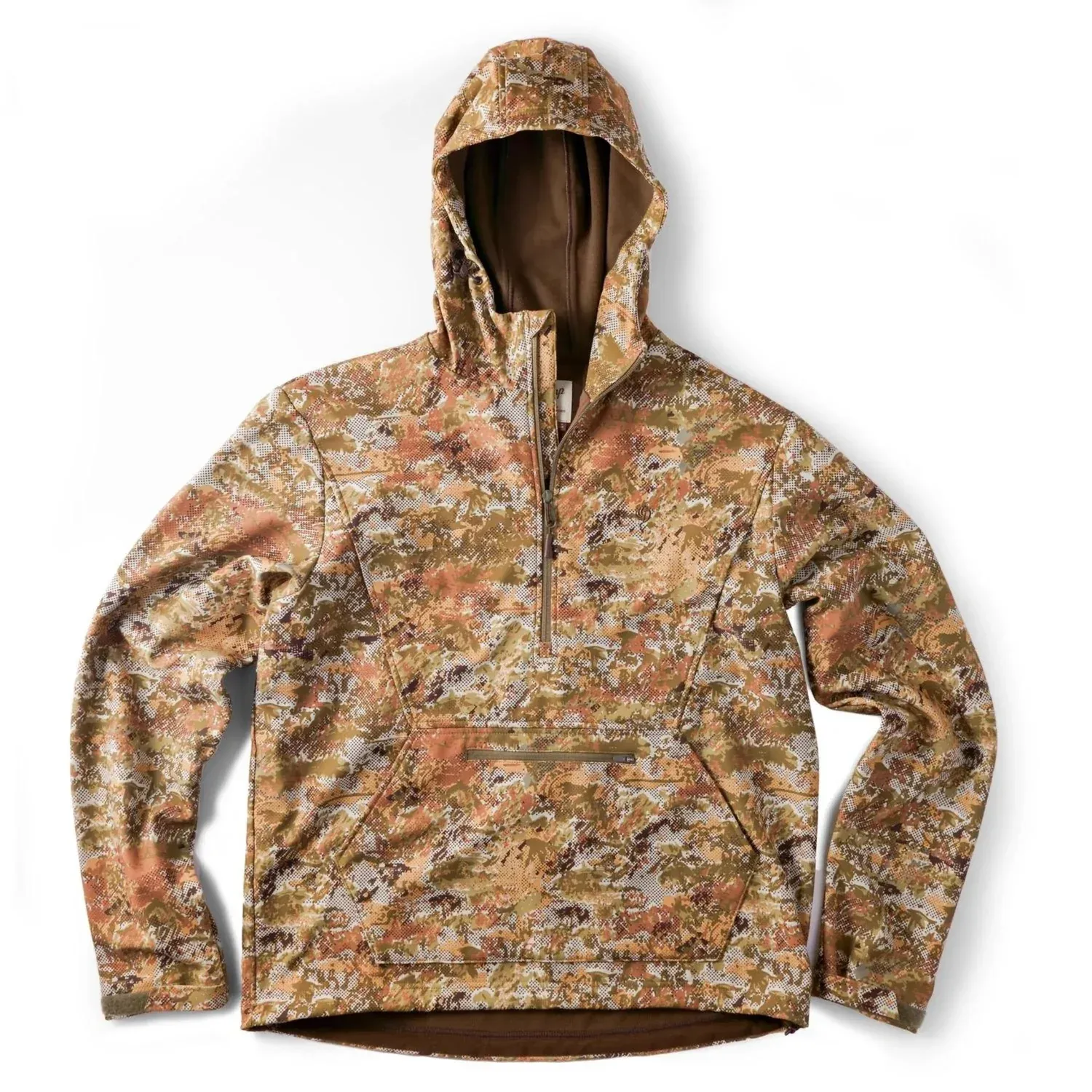 Duck Camp Barnburner Merino Hoodie - Full Zip - Moss Green w/ Woodland Camouflage, S