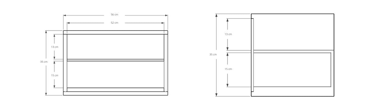Circa Floating Bedside Left (Right Groove) - European Oak dimensions desktop