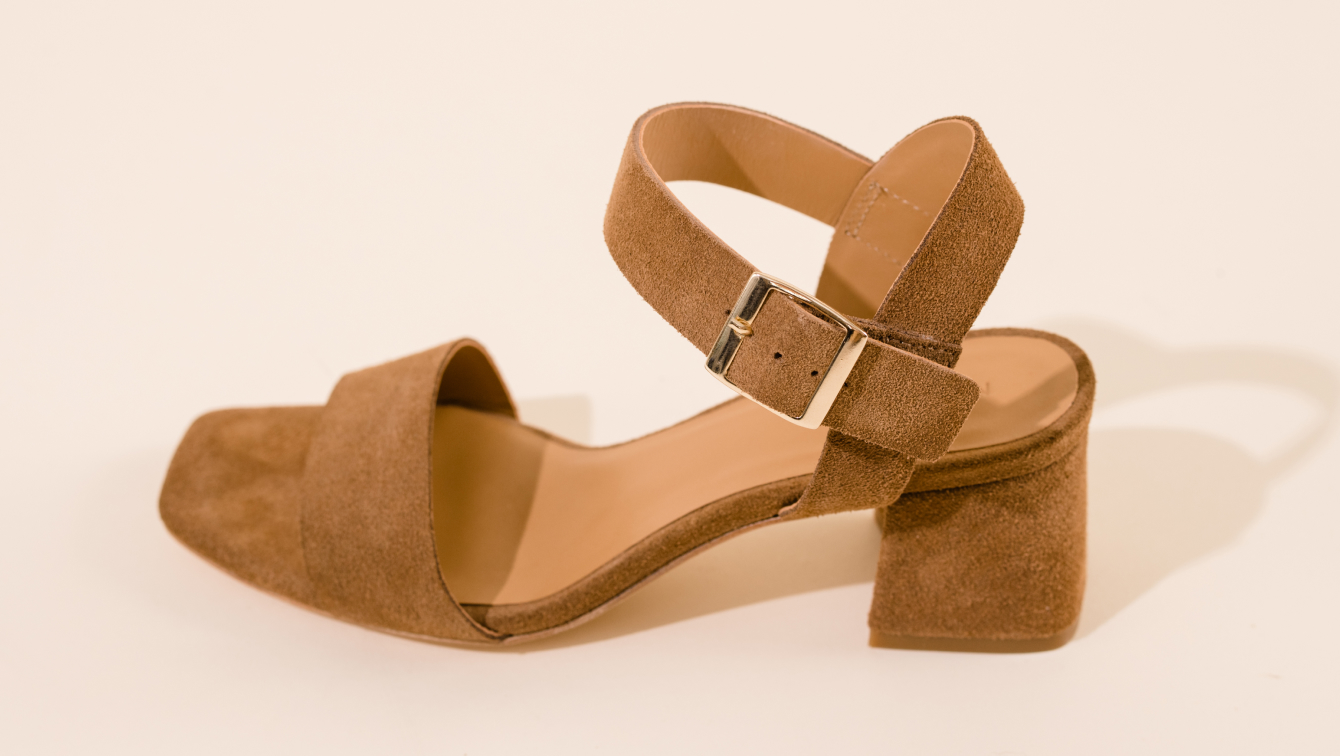 Nisolo Stella Go-To Block Heel Taupe Suede