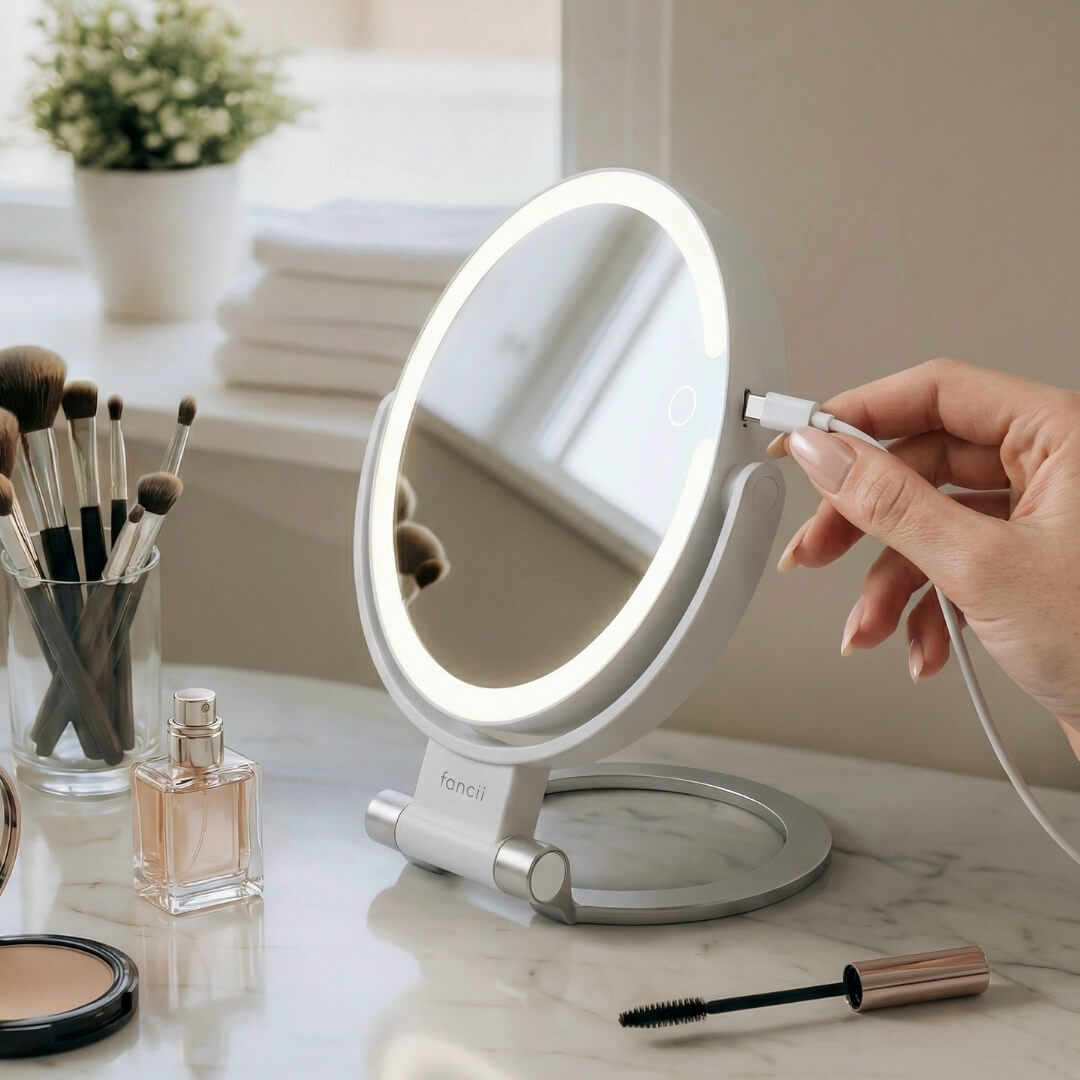 Sadie Travel Mirror by Fancii Has Long-Lasting, Rechargeable Batteries