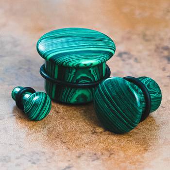 Pretty Grüner Malachit Single Flare Stein Plug / Gauge