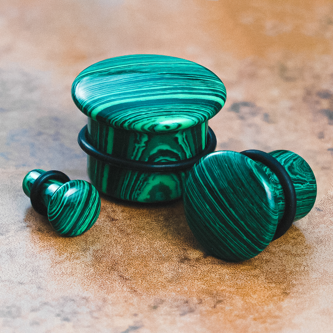 Pretty Green Malachite Single Flare Stone Plug / Gauge