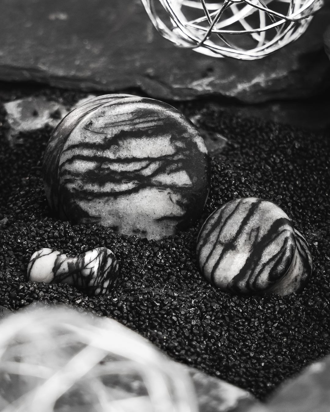 Alternative  Black Net Jasper Stone Plug / Gauge