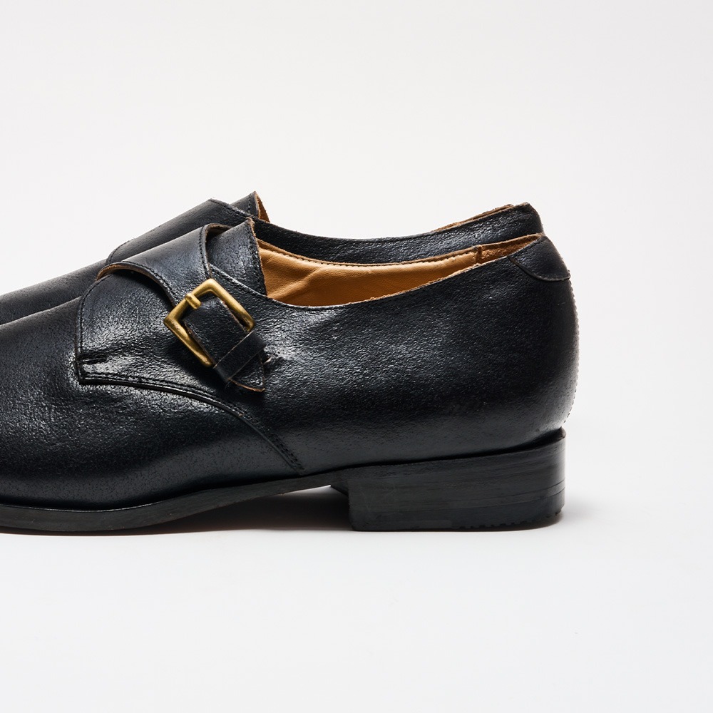靴 LAD MUSICIAN 21AW MONK STRAP HEEL SHOES Black Leather Single Monk Strap Dress Shoe | Billy Reid