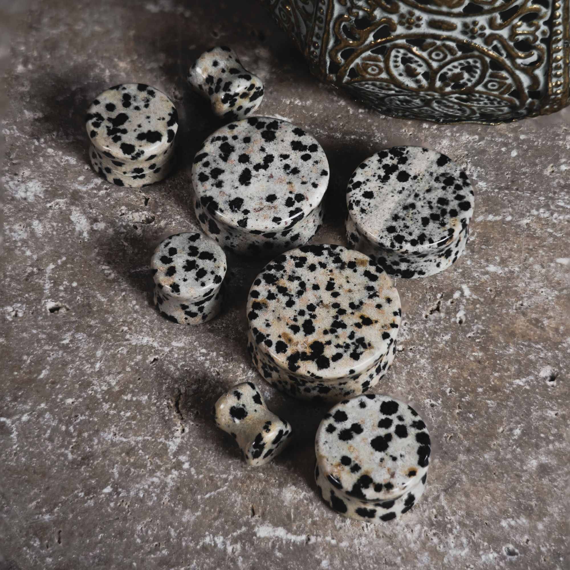 Unique  Dalmatian Jasper Stone Plug / Gauge