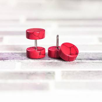Cool Red Howlite Fake Ear Gauge / Plug