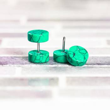 Cool Green Howlite Fake Ear Gauge / Plug