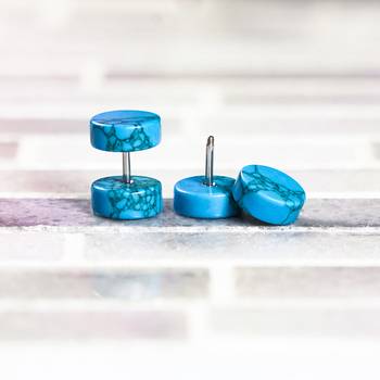Cool Blue Howlite Fake Ear Gauge / Plug