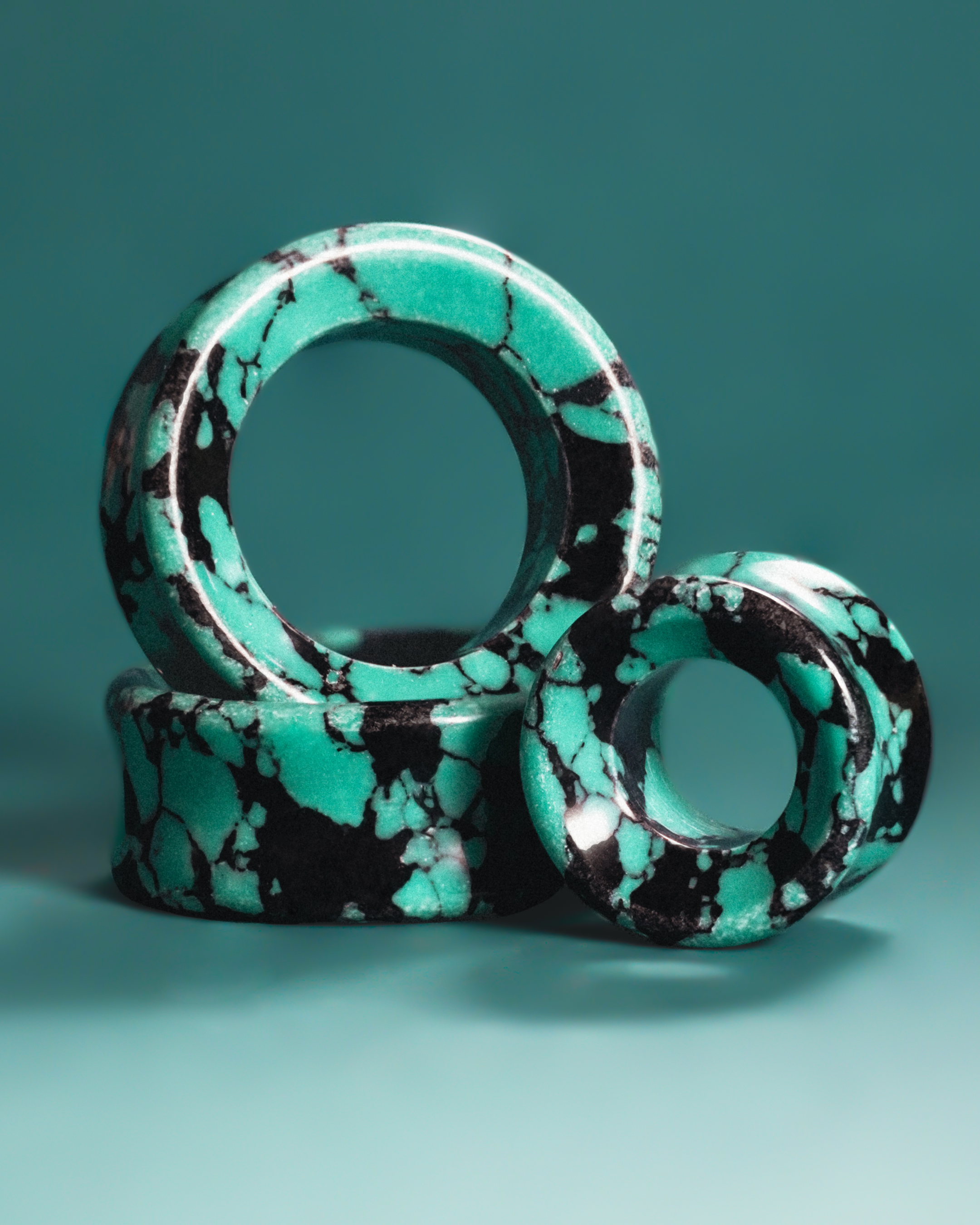 Alternative  Black & Teal Turquoise Stone Tunnel