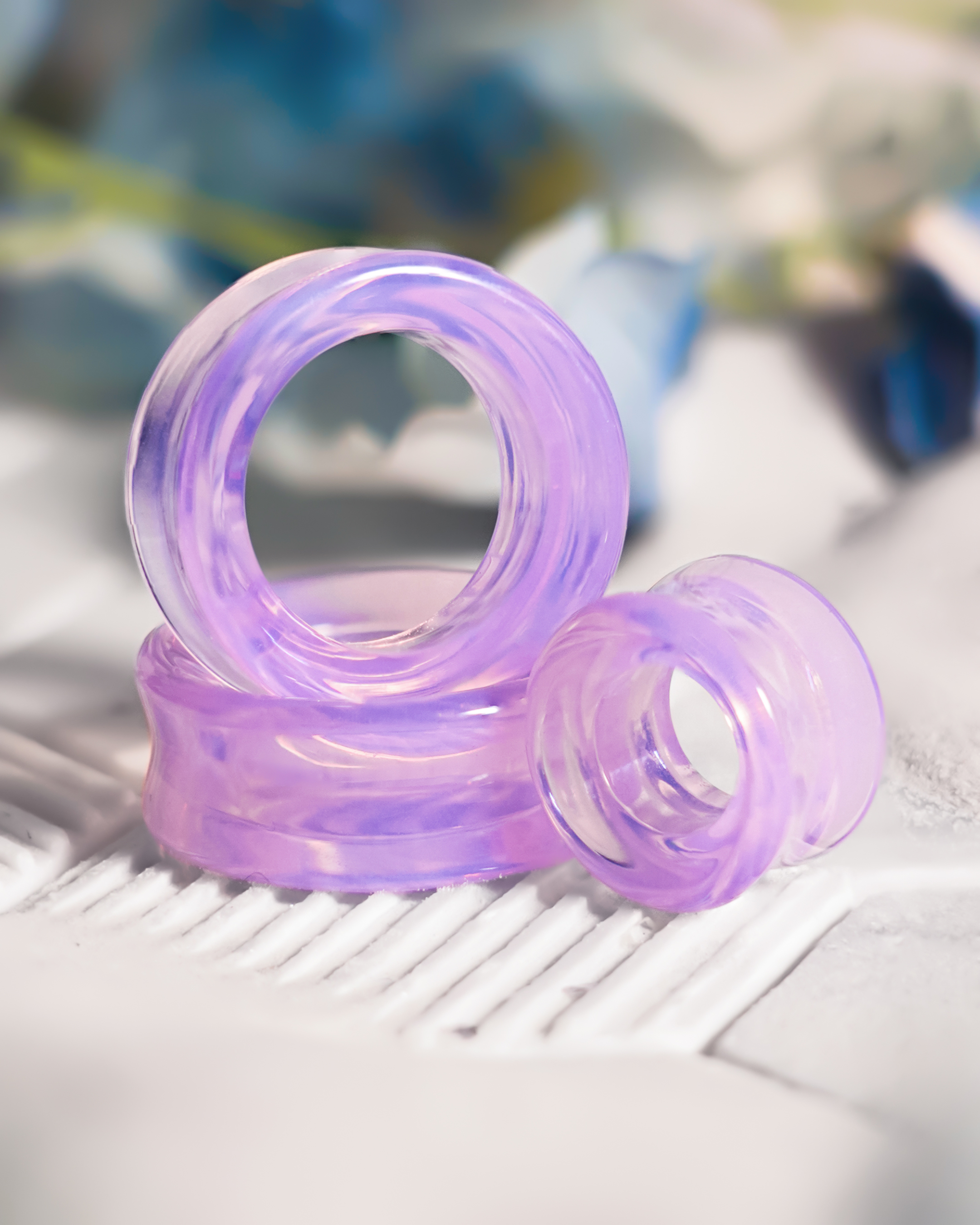 girly  Pink Opalite Glass Ear Tunnel
