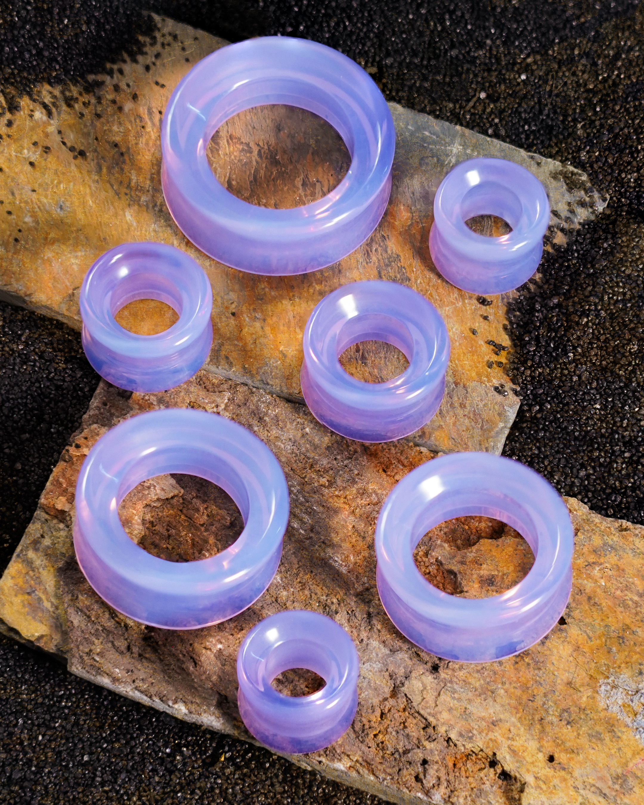 alternative  Pink Opalite Glass Ear Tunnel