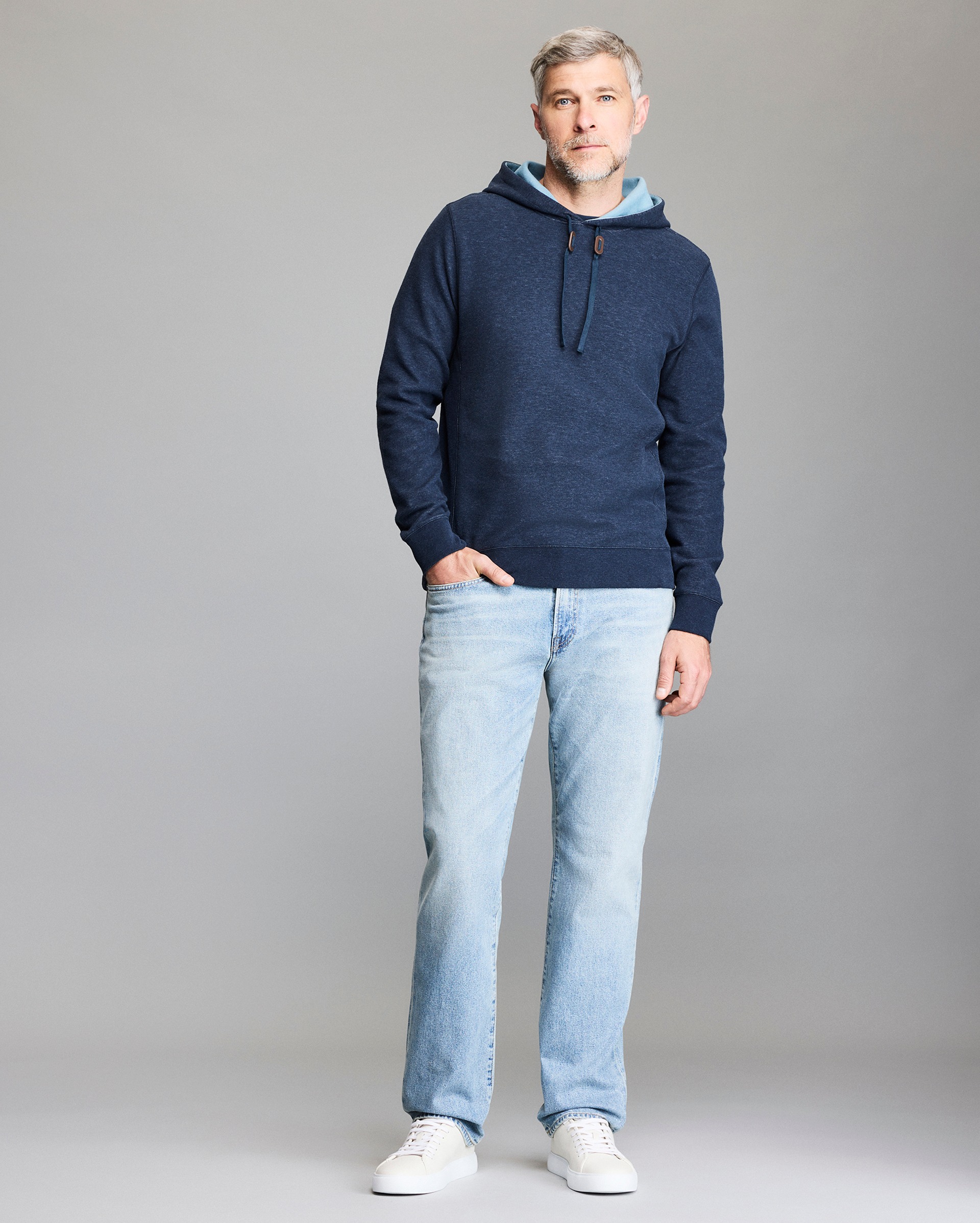 Model shows the fit of the hoodie