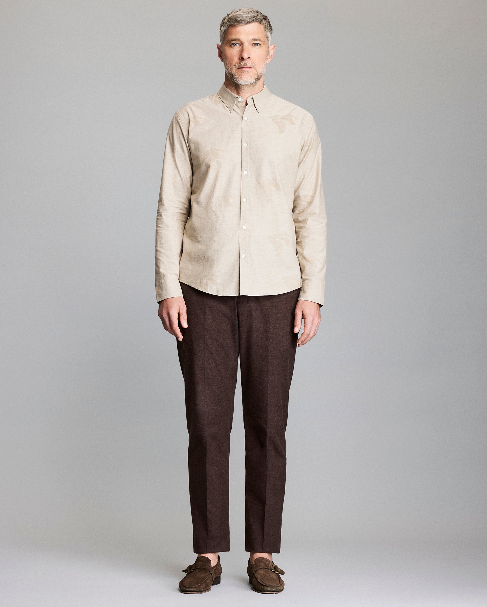 Model shows the fit of the shirt.