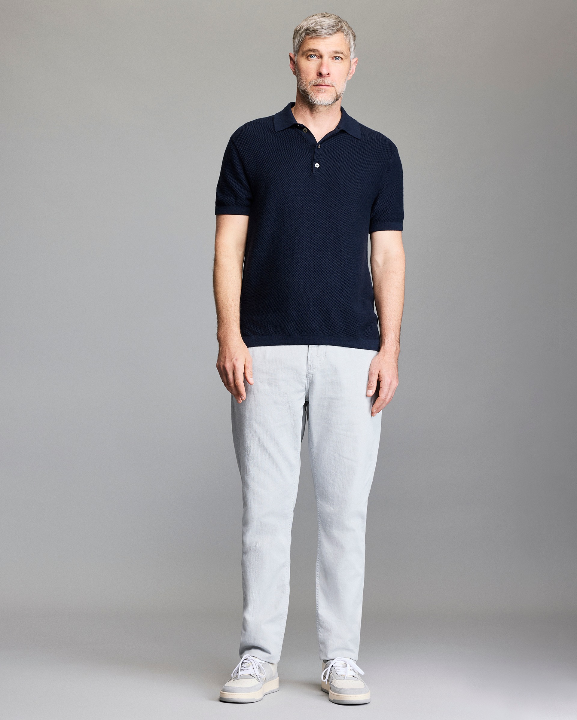 Model shows the fit of the polo.