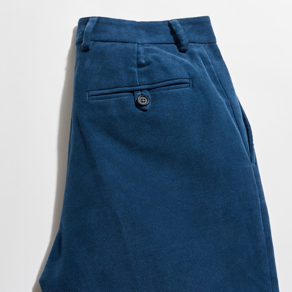 Moleskin Flat Front Slim Trouser - Denim Blue | Billy Reid