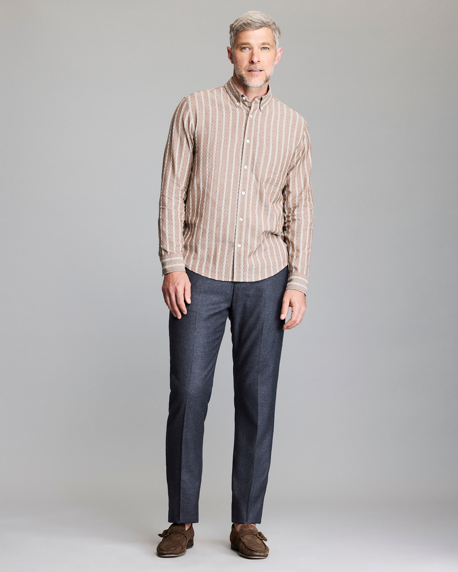 Model shows the fit of the shirt.