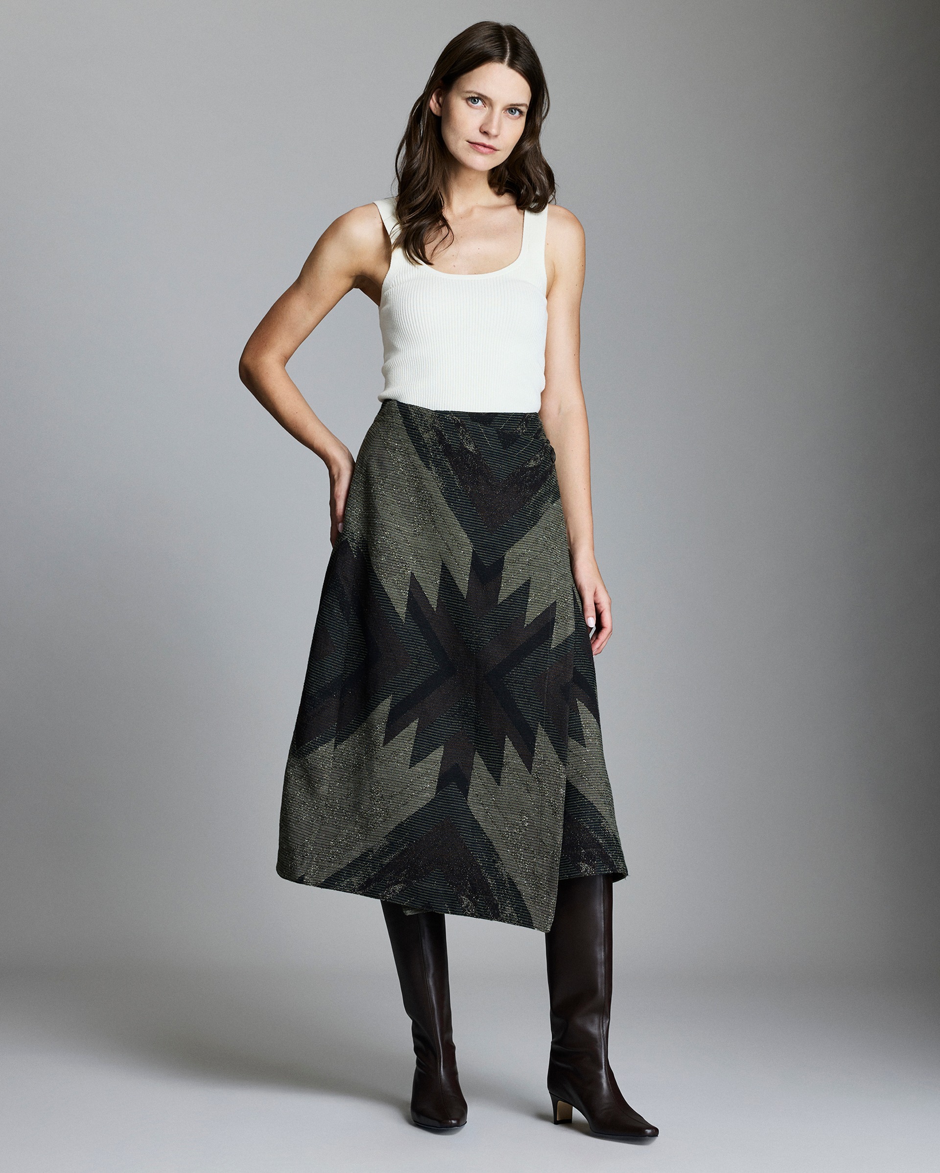 Model shows the fit of the skirt