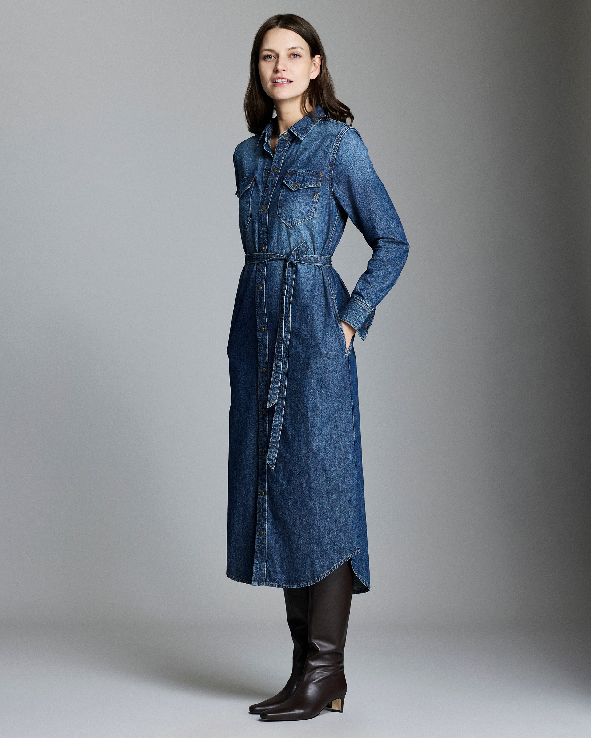 Model shows the fit of the dress