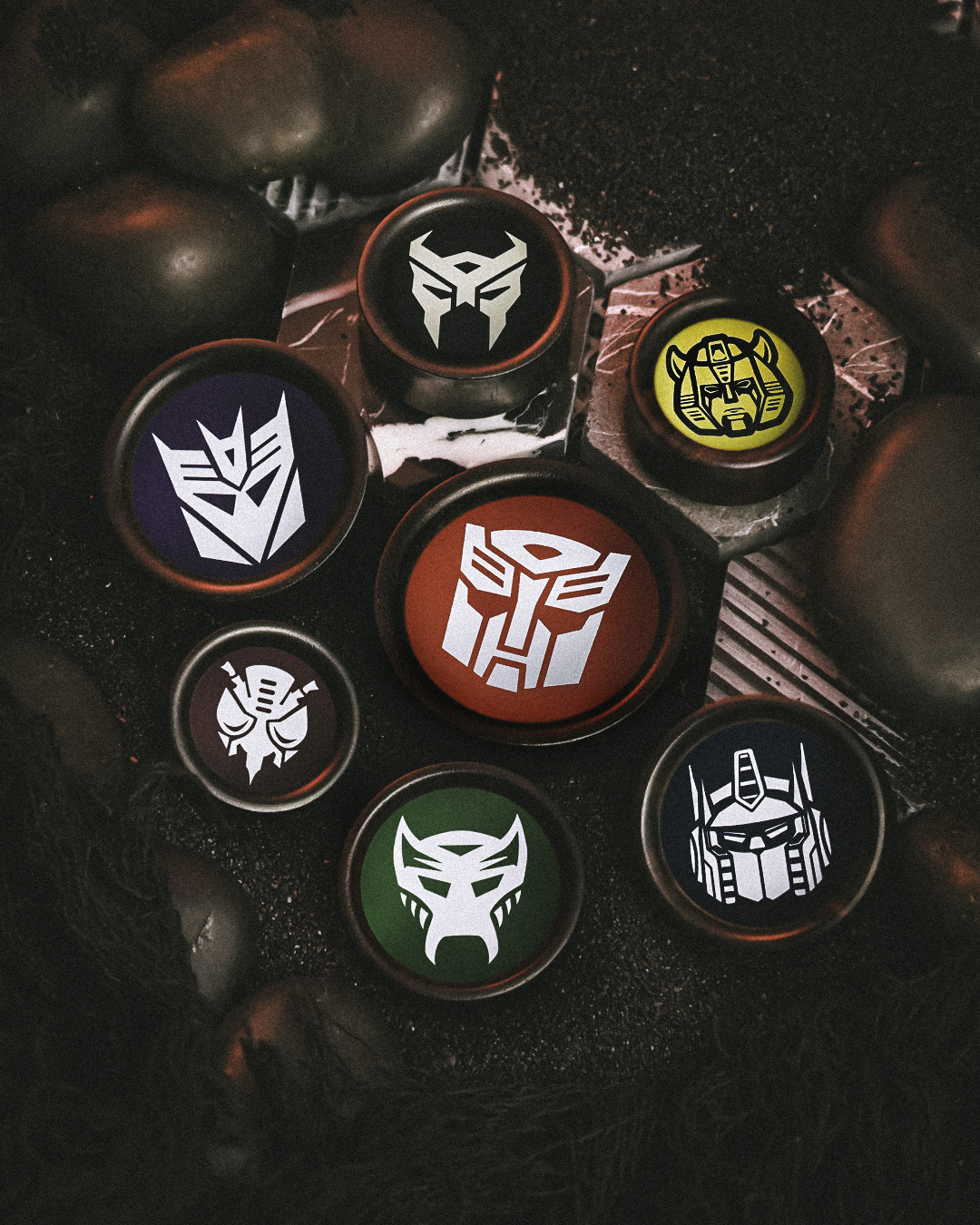 Transformers Bumblebee Plug / Gauge - Yellow & Black Inlay Ebony Wood | Convex Double Flare Pair